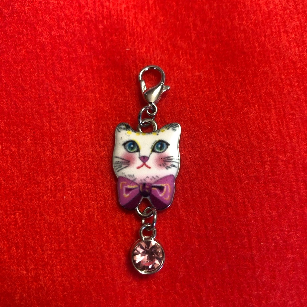 3/$15.  NWT, Handmade by A Charmed Life. Enameled Kitty Charm, Zipper Pull